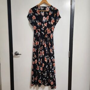 Zara‎  Black floral Flowy Dress